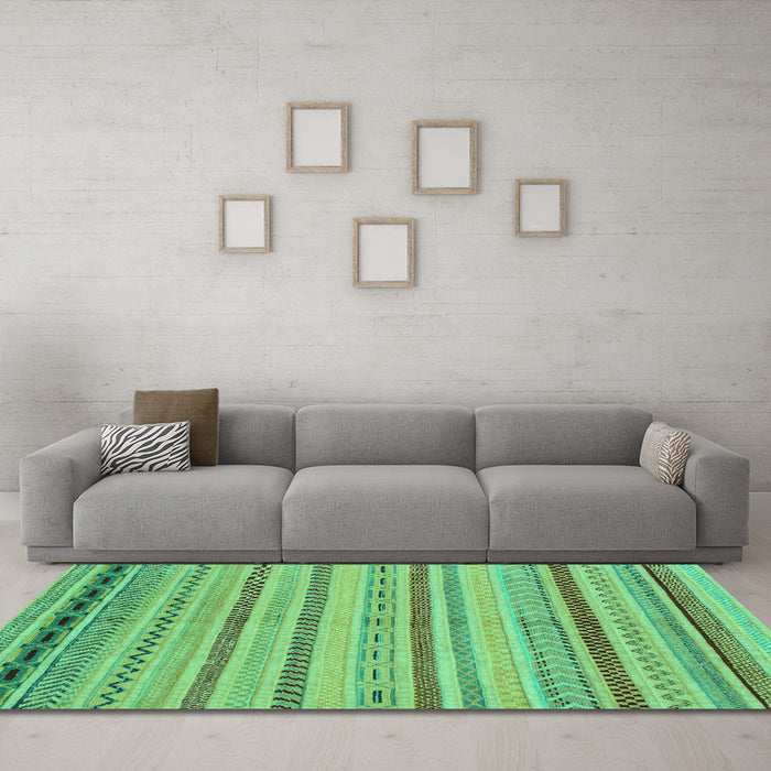 Machine Washable Abstract Turquoise Modern Area Rugs in a Living Room,, wshabs2264turq