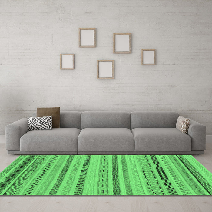 Machine Washable Abstract Emerald Green Modern Area Rugs in a Living Room,, wshabs2264emgrn
