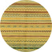 Round Machine Washable Abstract Dark Golden Brown Rug, wshabs2264