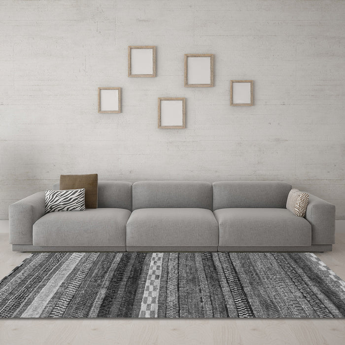 Machine Washable Abstract Gray Modern Rug in a Living Room,, wshabs2265gry