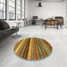 Round Machine Washable Abstract Orange Rug in a Office, wshabs2265