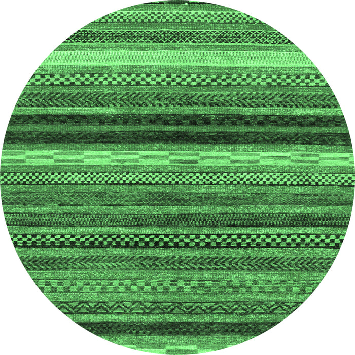 Round Machine Washable Abstract Emerald Green Modern Area Rugs, wshabs2265emgrn