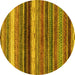 Round Abstract Yellow Modern Rug, abs2265yw