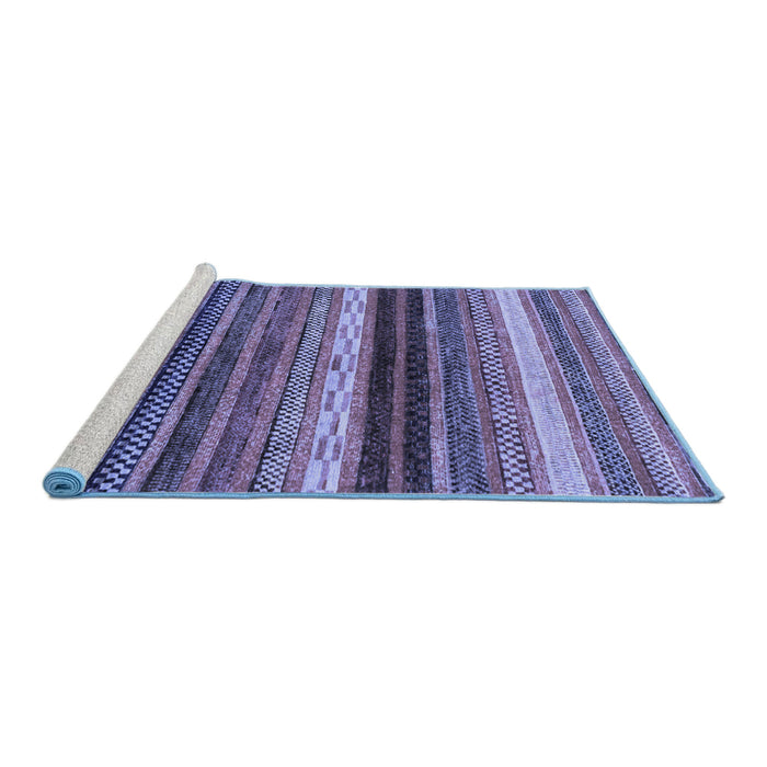 Sideview of Machine Washable Abstract Blue Modern Rug, wshabs2265blu