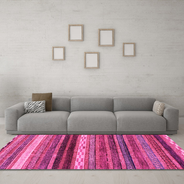Machine Washable Abstract Pink Modern Rug in a Living Room, wshabs2265pnk
