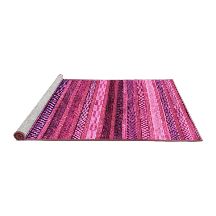 Sideview of Machine Washable Abstract Pink Modern Rug, wshabs2265pnk