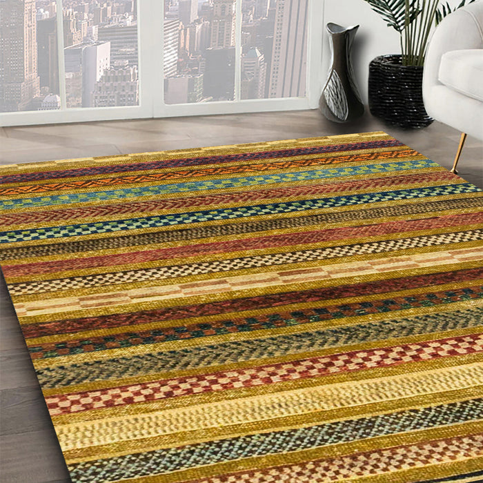 Abstract Orange Gold Modern Rug in Family Room, abs2265