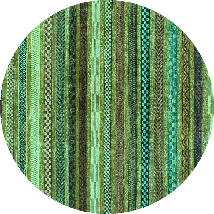 Round Machine Washable Abstract Turquoise Modern Area Rugs, wshabs2265turq