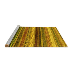 Sideview of Machine Washable Abstract Yellow Modern Rug, wshabs2265yw