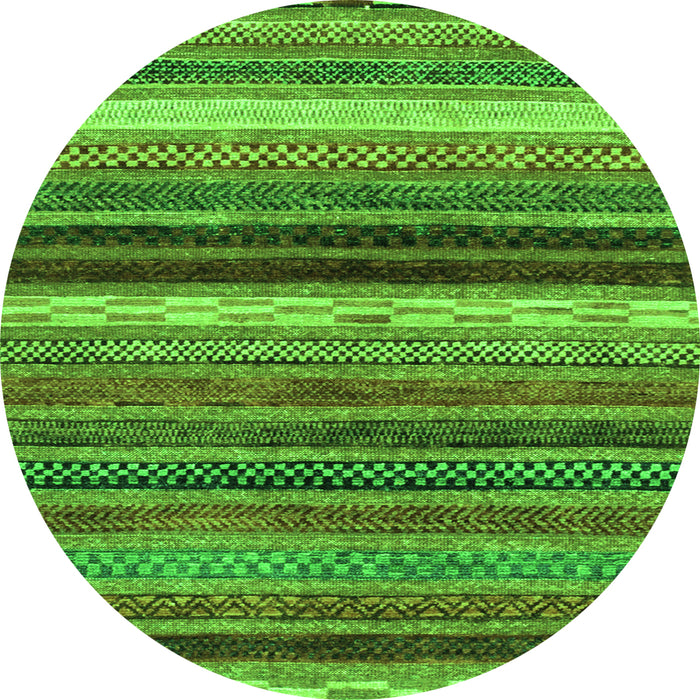 Round Machine Washable Abstract Green Modern Area Rugs, wshabs2265grn