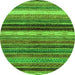 Round Machine Washable Abstract Green Modern Area Rugs, wshabs2265grn