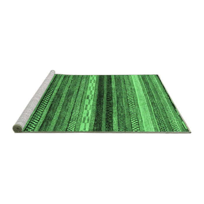 Sideview of Machine Washable Abstract Emerald Green Modern Area Rugs, wshabs2265emgrn