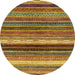 Round Abstract Orange Gold Modern Rug, abs2265