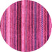 Round Machine Washable Abstract Pink Modern Rug, wshabs2265pnk