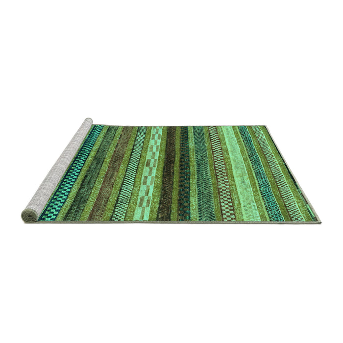 Sideview of Machine Washable Abstract Turquoise Modern Area Rugs, wshabs2265turq
