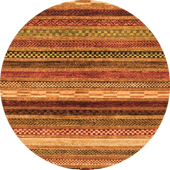 Round Machine Washable Abstract Orange Modern Area Rugs, wshabs2265org