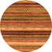 Round Machine Washable Abstract Orange Modern Area Rugs, wshabs2265org