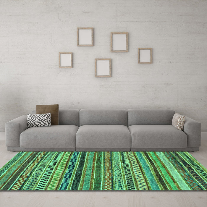 Machine Washable Abstract Turquoise Modern Area Rugs in a Living Room,, wshabs2266turq
