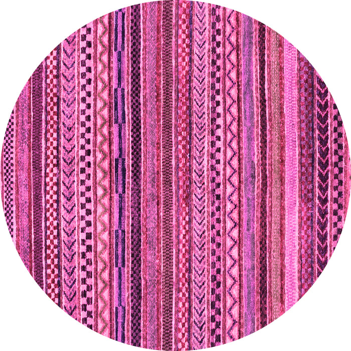 Round Machine Washable Abstract Pink Modern Rug, wshabs2266pnk