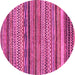 Round Machine Washable Abstract Pink Modern Rug, wshabs2266pnk