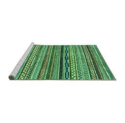 Sideview of Machine Washable Abstract Turquoise Modern Area Rugs, wshabs2266turq