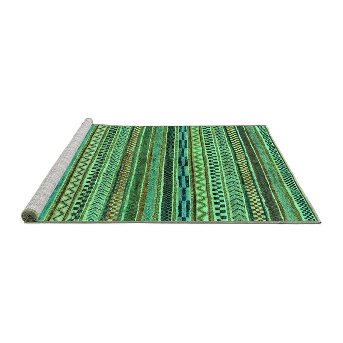 Sideview of Machine Washable Abstract Turquoise Modern Area Rugs, wshabs2266turq