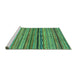 Sideview of Machine Washable Abstract Turquoise Modern Area Rugs, wshabs2266turq