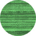 Round Abstract Emerald Green Modern Rug, abs2266emgrn