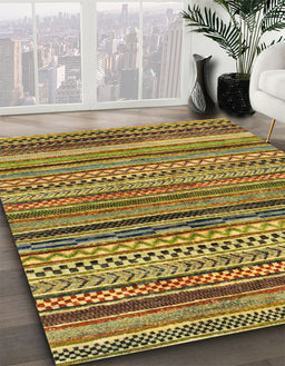Abstract Orange Gold Modern Rug in Family Room, abs2266