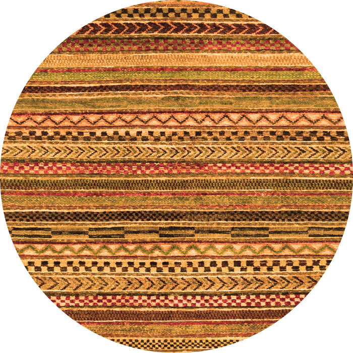 Round Machine Washable Abstract Orange Modern Area Rugs, wshabs2266org