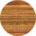 Round Machine Washable Abstract Orange Modern Area Rugs, wshabs2266org