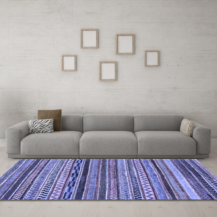 Machine Washable Abstract Blue Modern Rug in a Living Room, wshabs2266blu