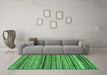 Machine Washable Abstract Emerald Green Modern Area Rugs in a Living Room,, wshabs2266emgrn