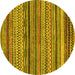 Round Machine Washable Abstract Yellow Modern Rug, wshabs2266yw