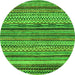 Round Machine Washable Abstract Green Modern Area Rugs, wshabs2266grn