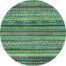 Round Machine Washable Abstract Light Blue Modern Rug, wshabs2266lblu