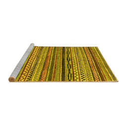 Sideview of Machine Washable Abstract Yellow Modern Rug, wshabs2266yw