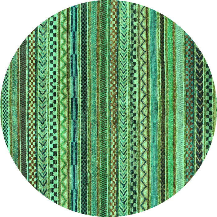 Round Machine Washable Abstract Turquoise Modern Area Rugs, wshabs2266turq