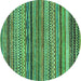 Round Machine Washable Abstract Turquoise Modern Area Rugs, wshabs2266turq