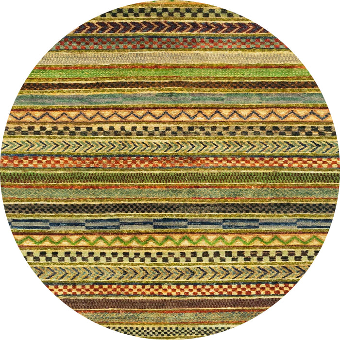 Round Abstract Orange Gold Modern Rug, abs2266