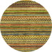 Round Abstract Orange Gold Modern Rug, abs2266