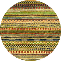 Round Machine Washable Abstract Orange Rug, wshabs2266