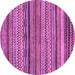 Round Machine Washable Abstract Purple Modern Area Rugs, wshabs2266pur