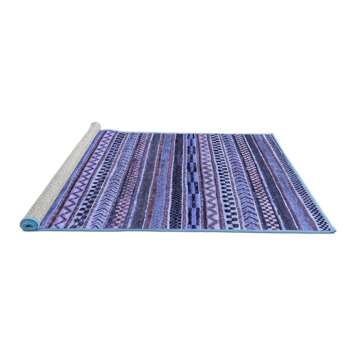Sideview of Machine Washable Abstract Blue Modern Rug, wshabs2266blu