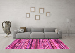 Machine Washable Abstract Pink Modern Rug in a Living Room, wshabs2266pnk