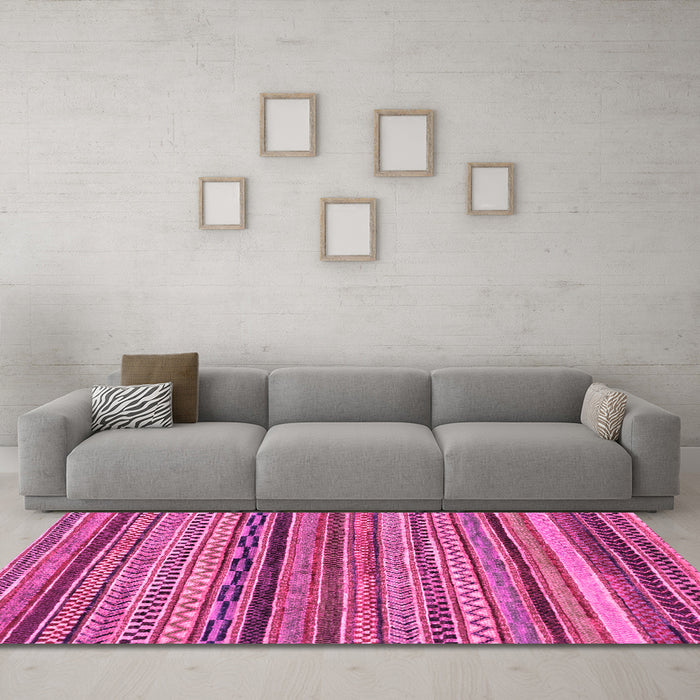 Machine Washable Abstract Pink Modern Rug in a Living Room, wshabs2266pnk