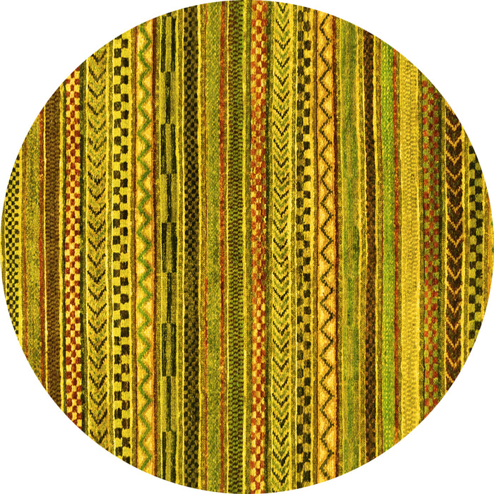 Round Abstract Yellow Modern Rug, abs2266yw