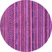 Round Machine Washable Abstract Purple Modern Area Rugs, wshabs2267pur