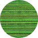 Round Machine Washable Abstract Green Modern Area Rugs, wshabs2267grn