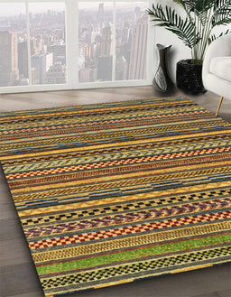 Abstract Orange Gold Modern Rug in Family Room, abs2267